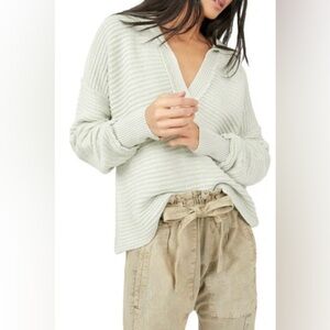 Free People‎ Marnie Pullover Knit Sweater Mint Green Size Small Boho Slouchy